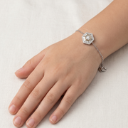 Floral 925 Silver Bracelet Adjustable Length